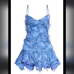 Prettylitlething Steeel Blue Eyelash V Neck Hem Mini  Dress Size 12